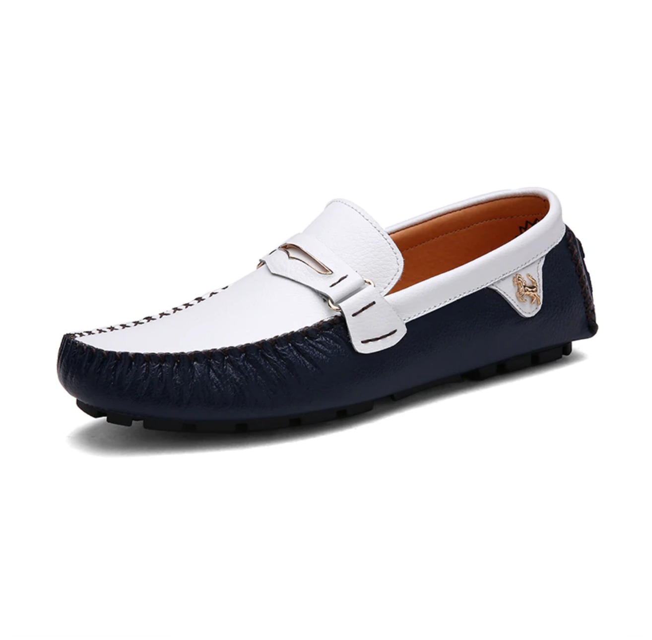 The Men White And Blue Designer Loafer Shoes