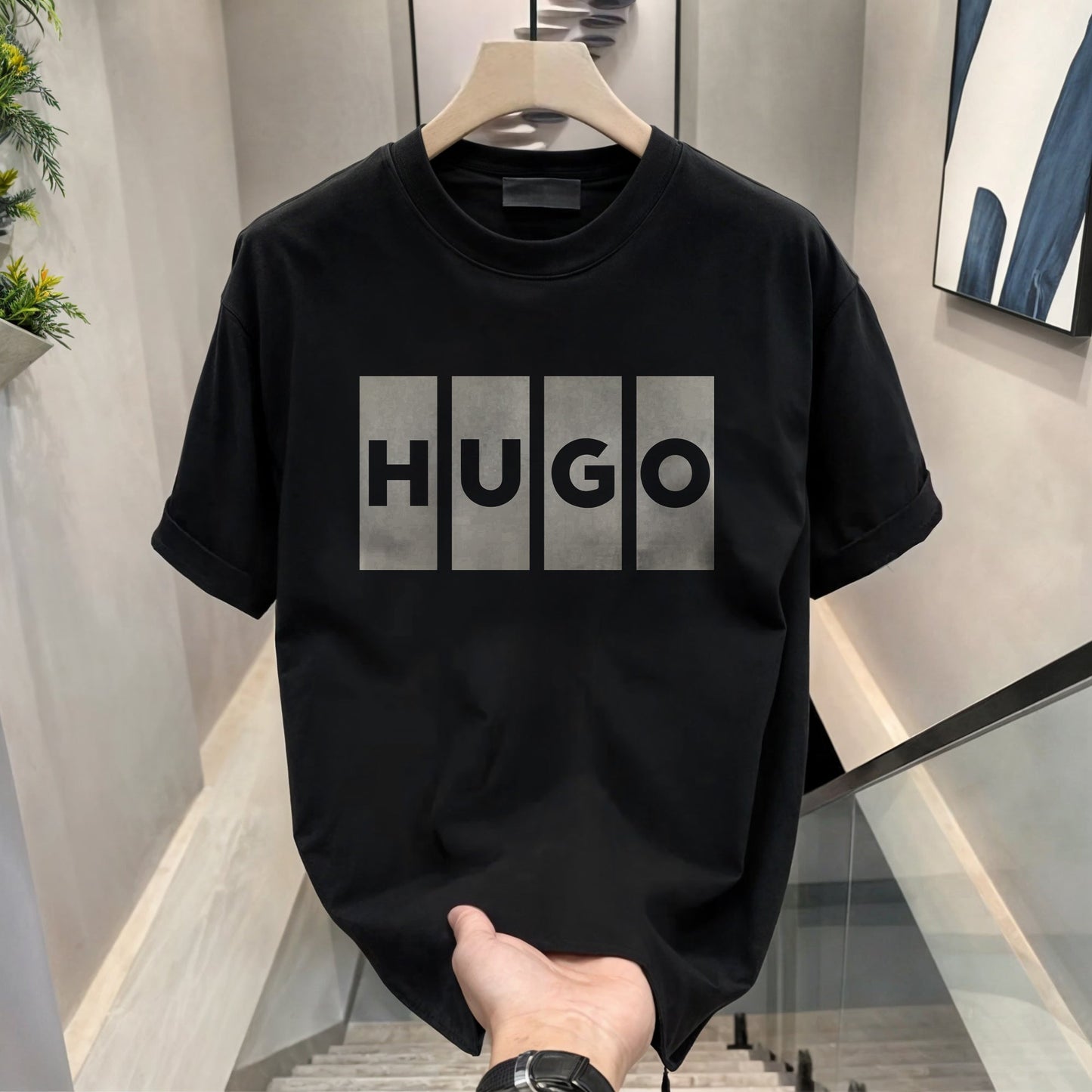 Men's Brand Premium Selling T-Shirt (BD-HUGO BOX+BURBERRY GOLD)