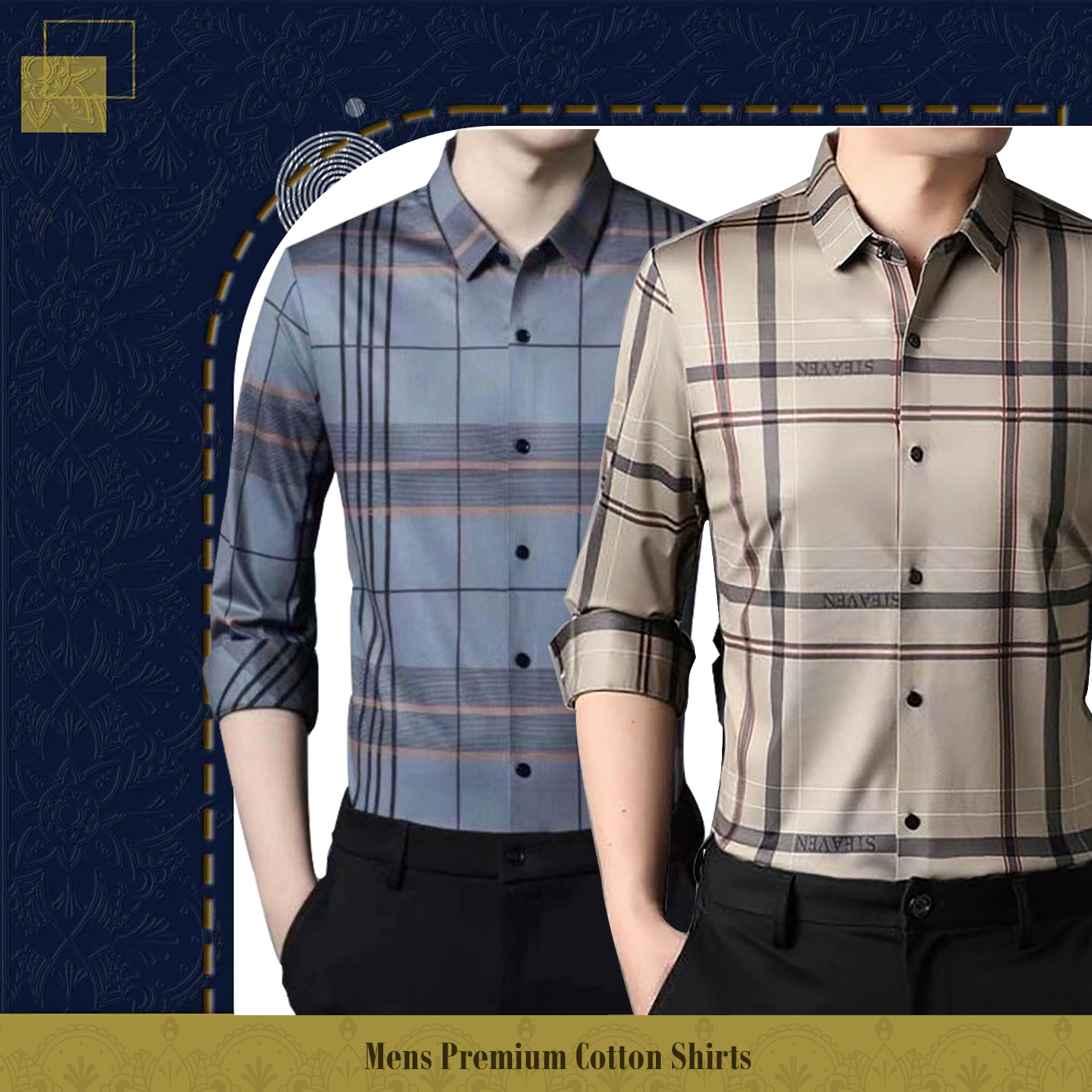 Men's Premium Cotton Shirts (GL+CREAM)