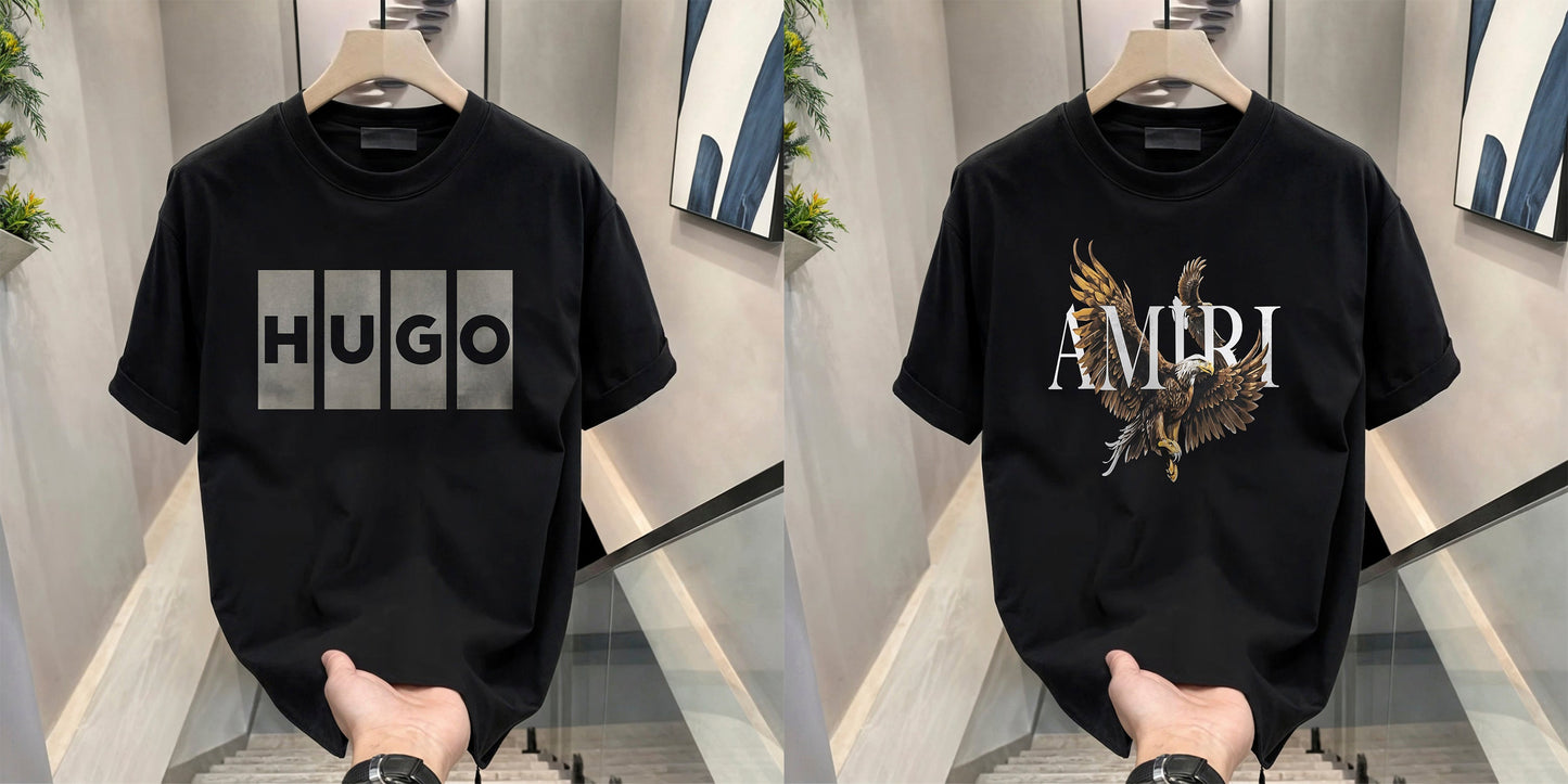 Men's Brand Premium Selling T-Shirt (BD-HUGO BOX+AMIRI)