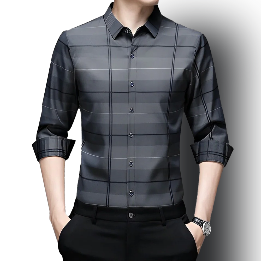 Urban Grey Cotton Check Shirt (SILVER L)