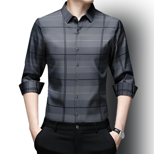 Urban Grey Cotton Check Shirt (SILVER L)