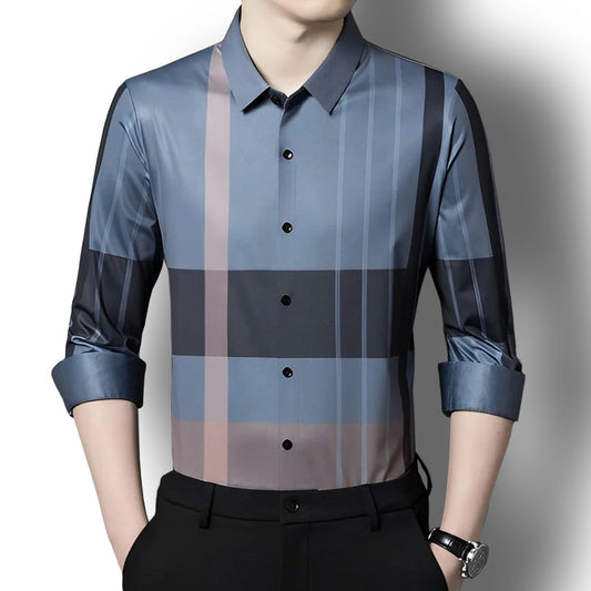 Pastel Harmony Cotton Check Shirt (D GREY)