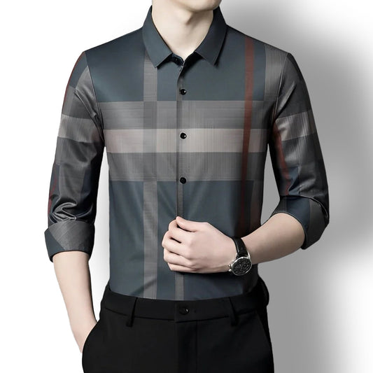Grey Scale Cotton Full Sleeve Check Shirt (BRG)