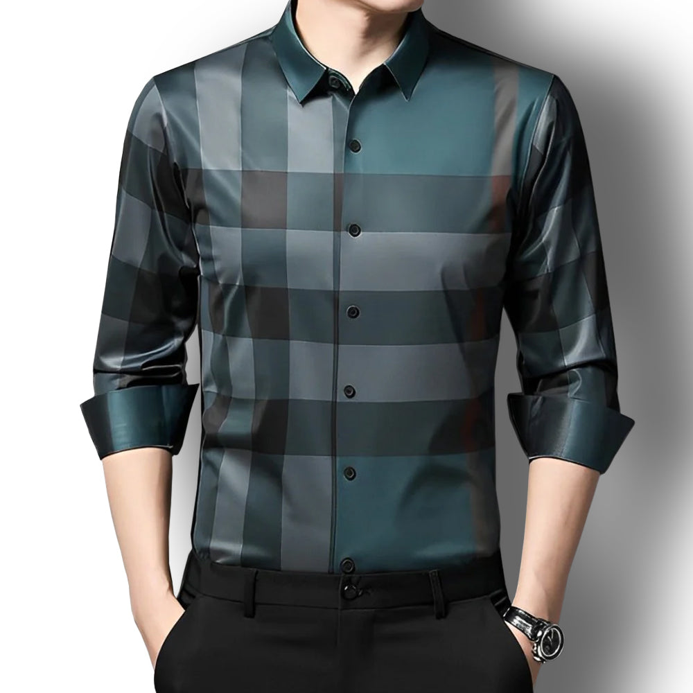 Peacock Plume Cotton Full Sleeve Check Shirt (PEACOCK)