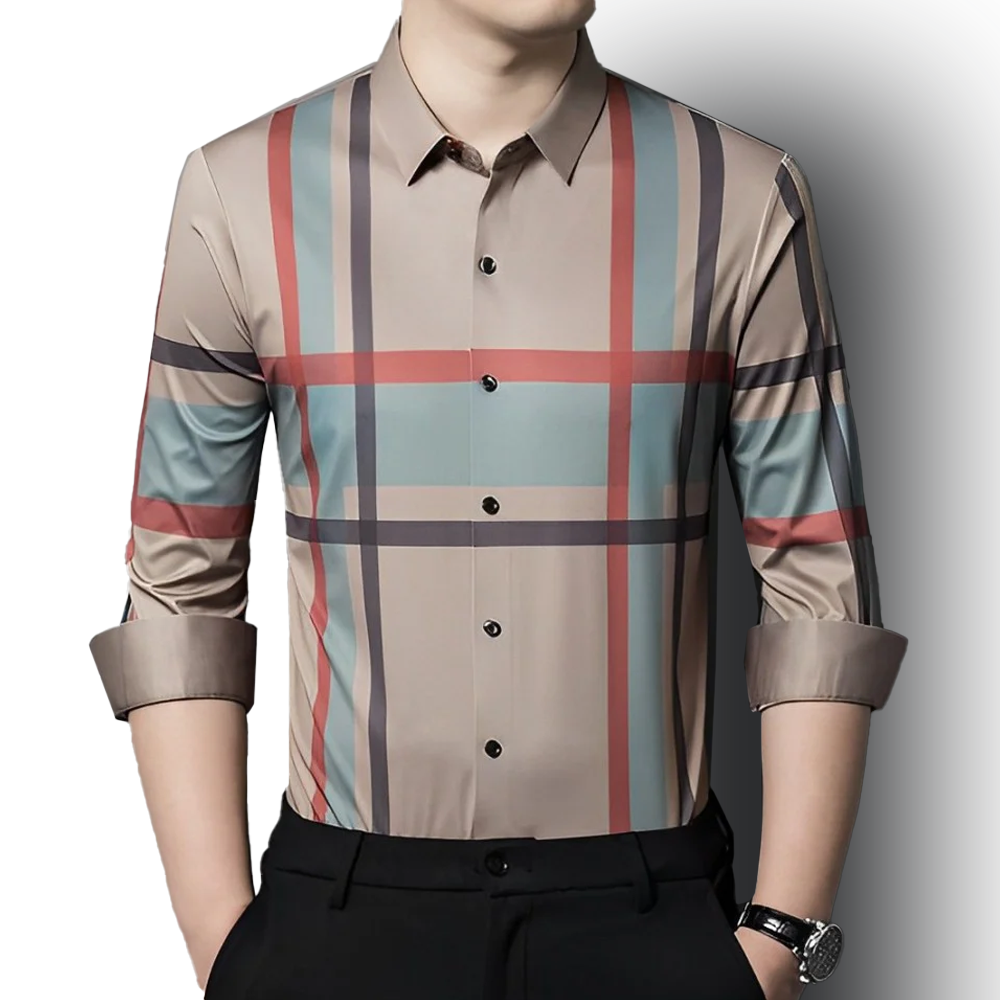 Creamy Fusion Cotton Check Shirt (PEACH)