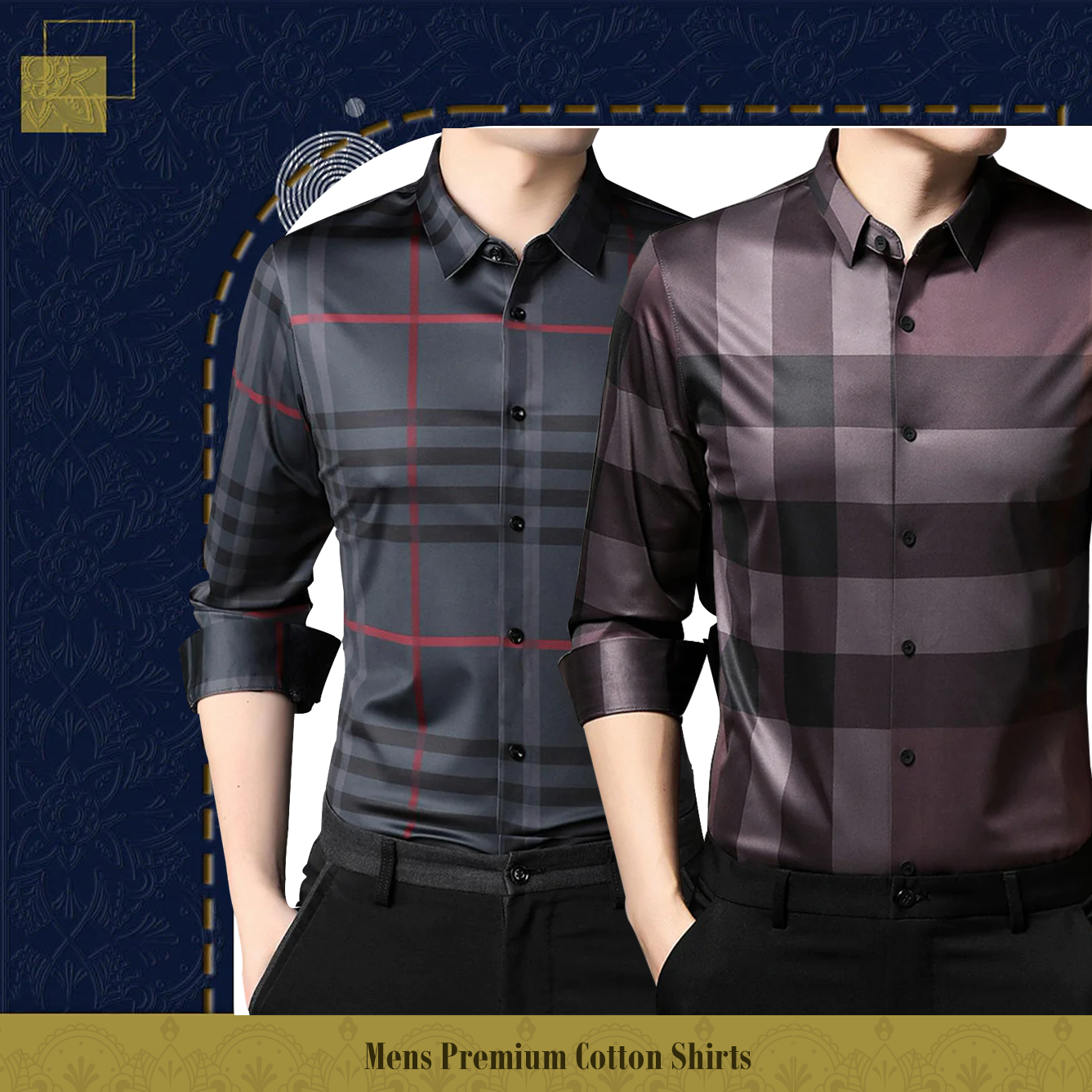 Men's Premium Cotton Shirts (GREY BOX+BB2)