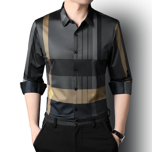 Midnight Gold Cotton Full Sleeve Check Shirt (GYL)