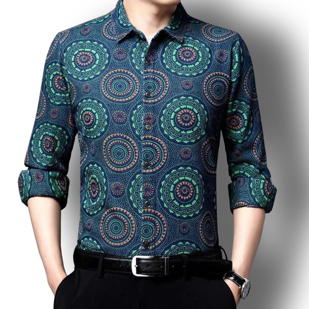 Kaleidoscope Blue Flower Cotton Full Sleeve Shirt (BCP)