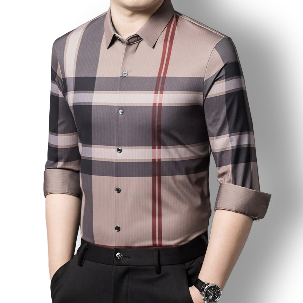 Peach Bloom Cotton Full Sleeve Check Shirt (PEACH GREY)