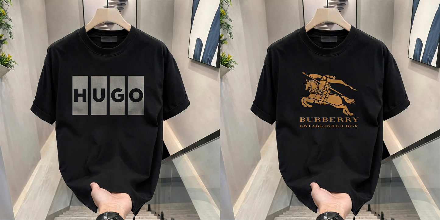 Men's Brand Premium Selling T-Shirt (BD-HUGO BOX+BURBERRY GOLD)
