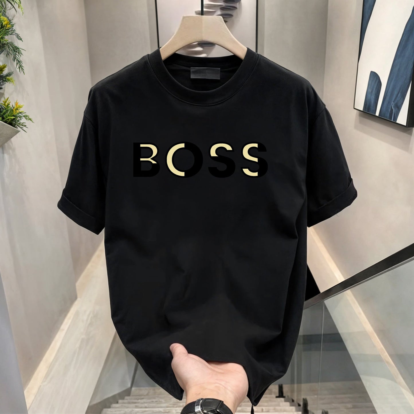 Men's Brand Premium Selling T-Shirt (BD-GOLD BOSS+LV STARS)