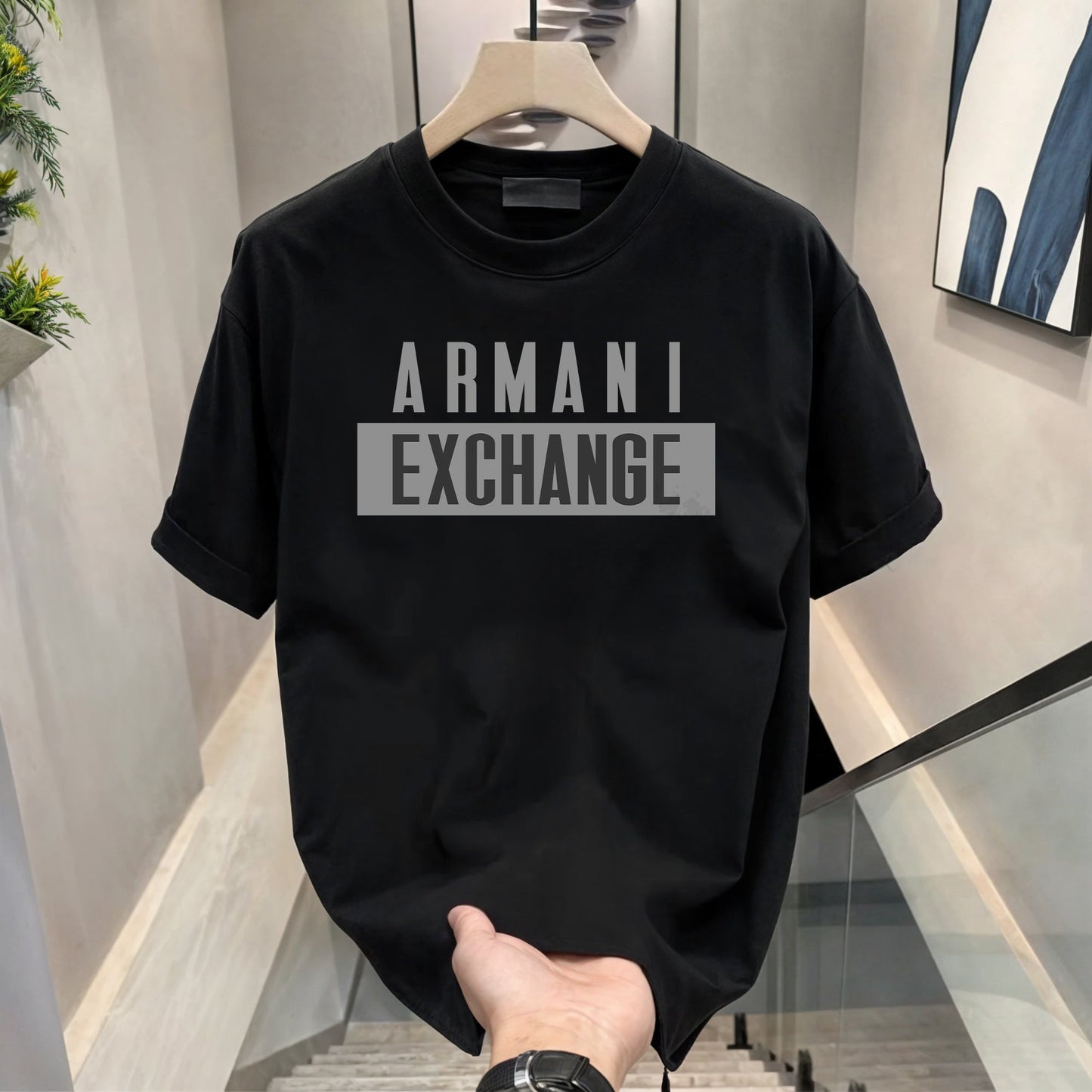 Men's Brand Premium Selling T-Shirt (BD-AMIRI+ ARMANI GREY)