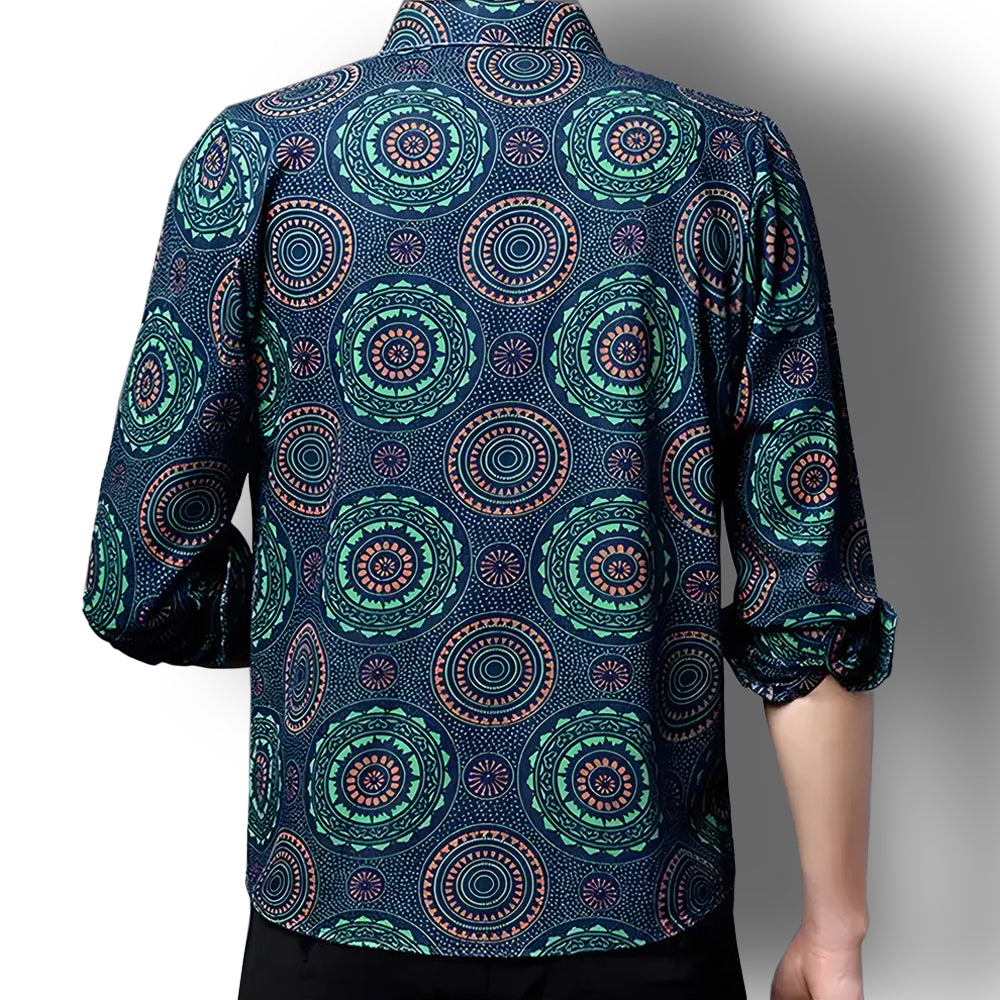 Kaleidoscope Blue Flower Cotton Full Sleeve Shirt (BCP)