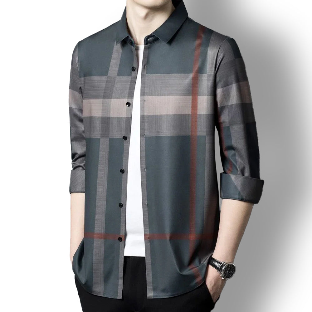 Grey Scale Cotton Full Sleeve Check Shirt (BRG)