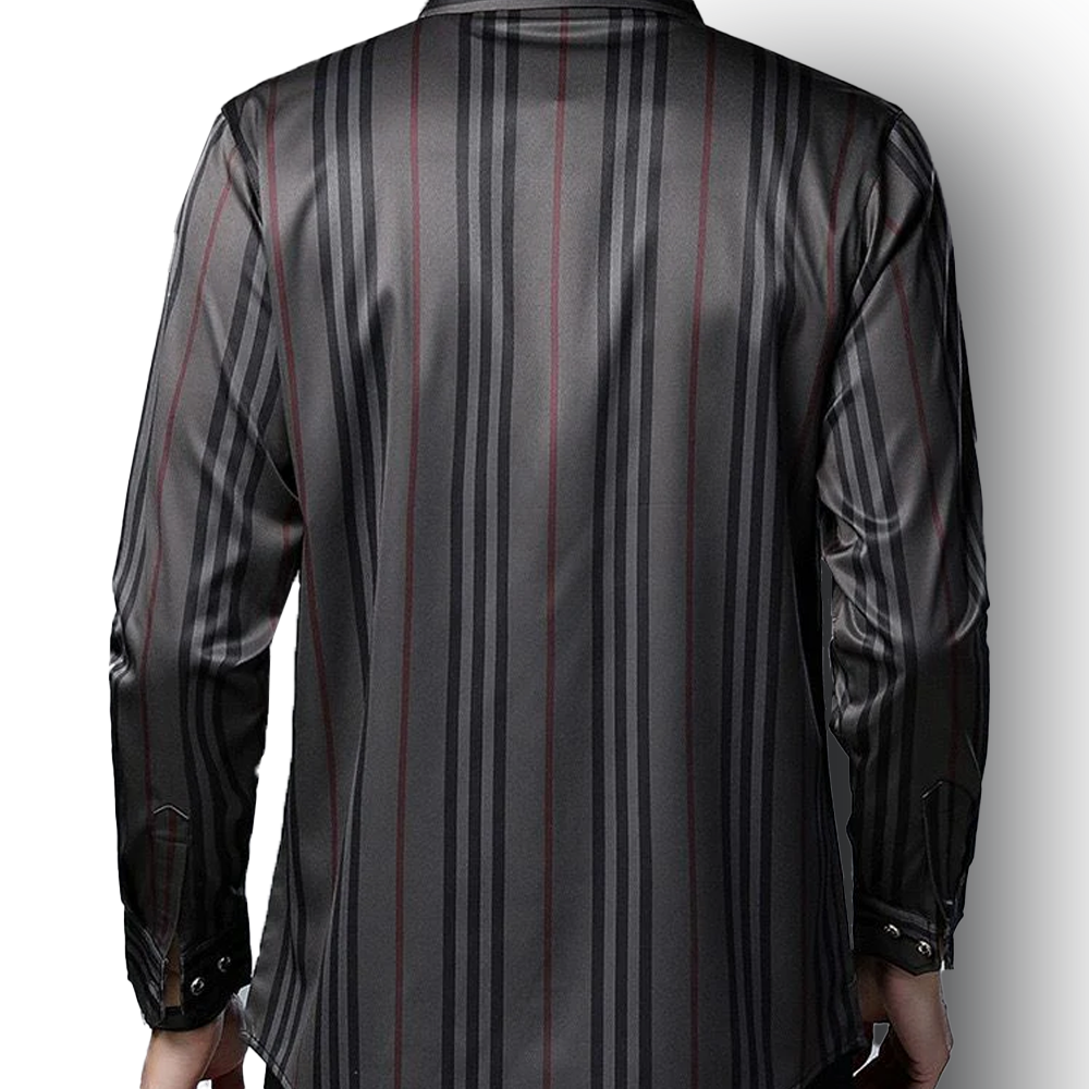 Forest Edge Stripe Cotton Shirt (BROWN L)