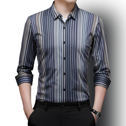 Maritime Stripe Fusion Cotton Full Sleeve Shirt (BLUE LINE)