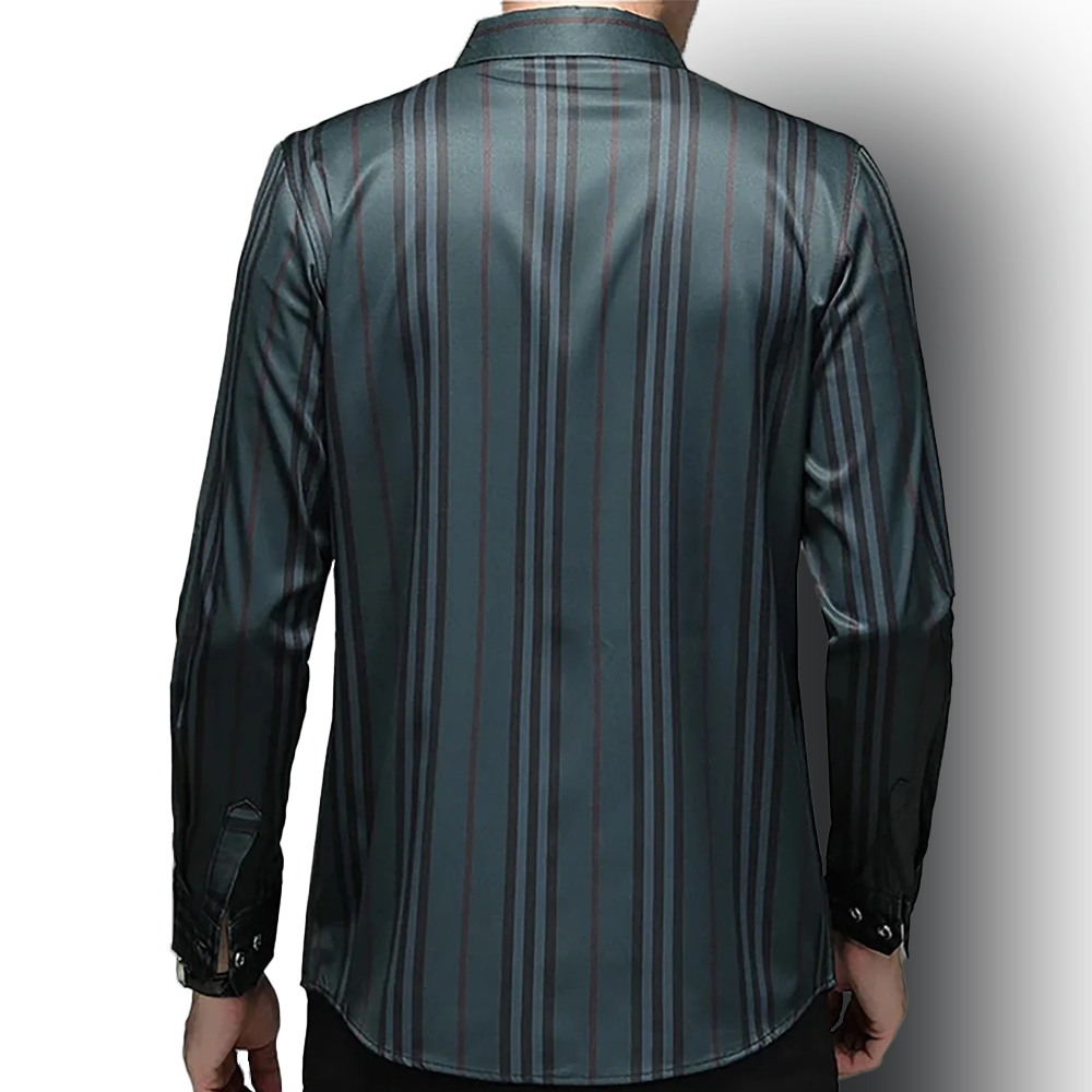 Forest Edge Stripe Cotton Shirt (GREY L)