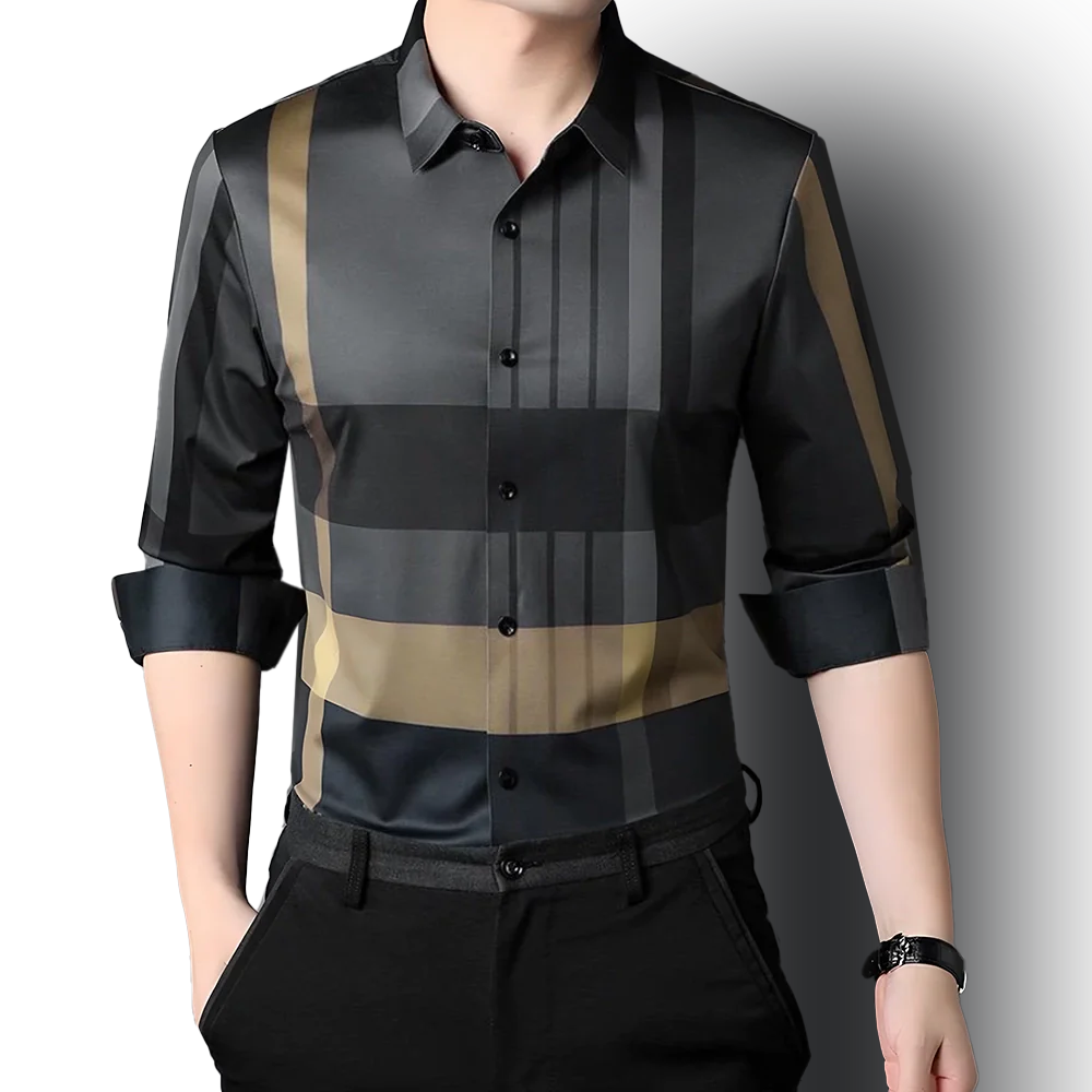 Midnight Gold Cotton Full Sleeve Check Shirt (GYL)