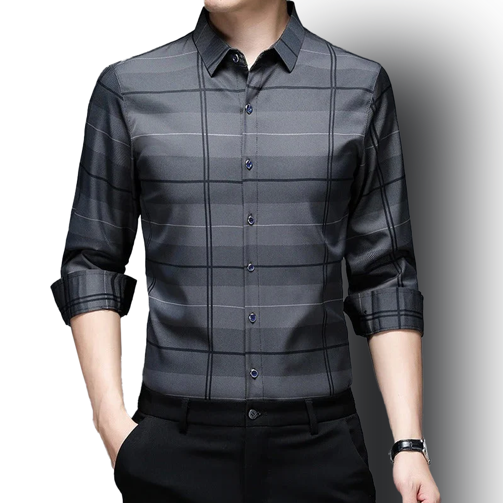 Urban Grey Cotton Check Shirt (SILVER L)