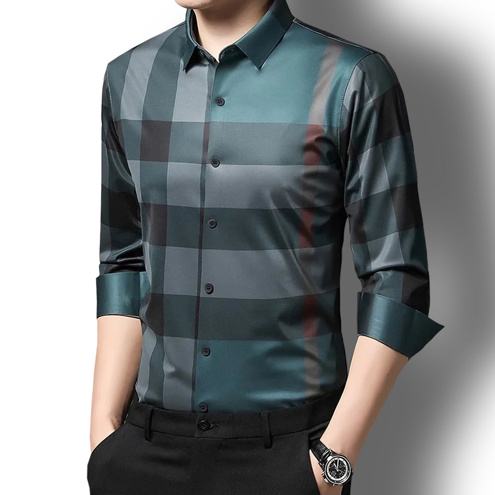 Peacock Plume Cotton Full Sleeve Check Shirt (PEACOCK)