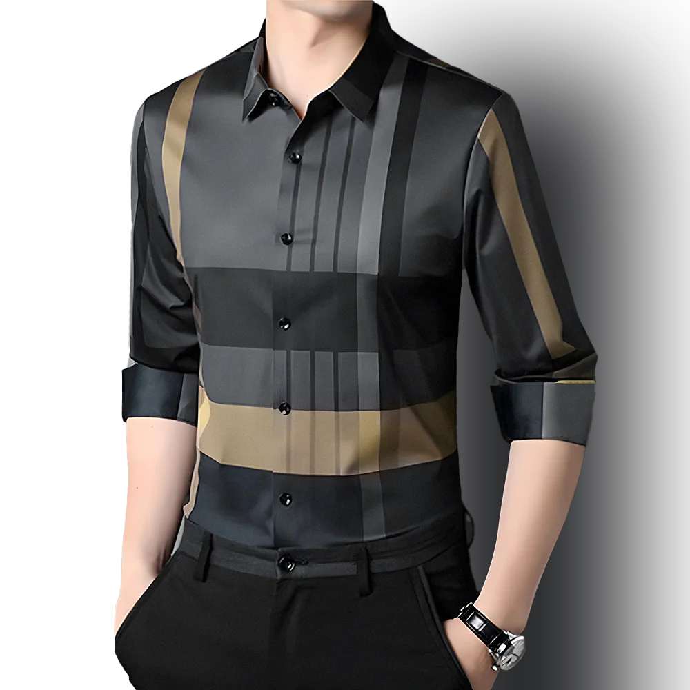 Midnight Gold Cotton Full Sleeve Check Shirt (GYL)