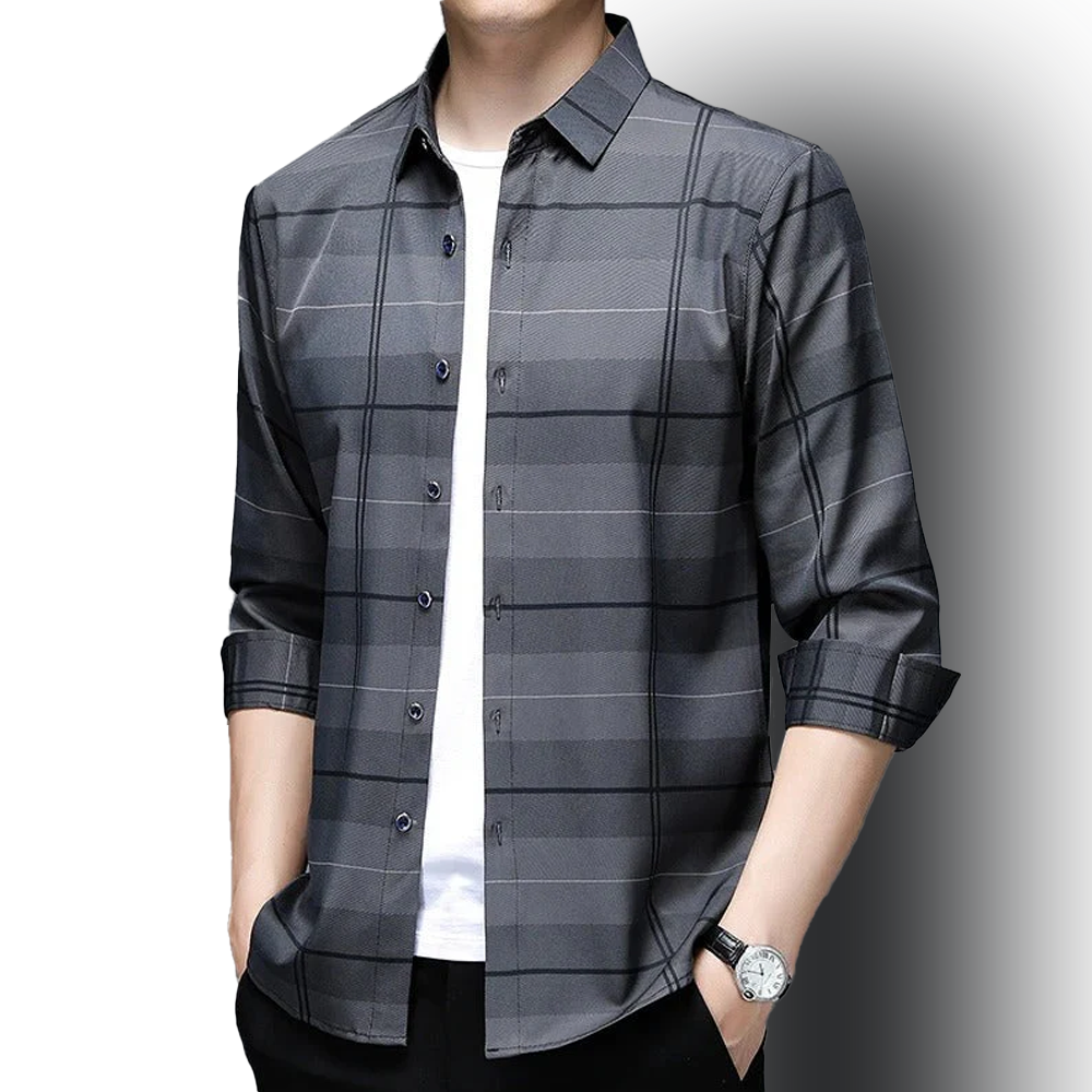 Urban Grey Cotton Check Shirt (SILVER L)