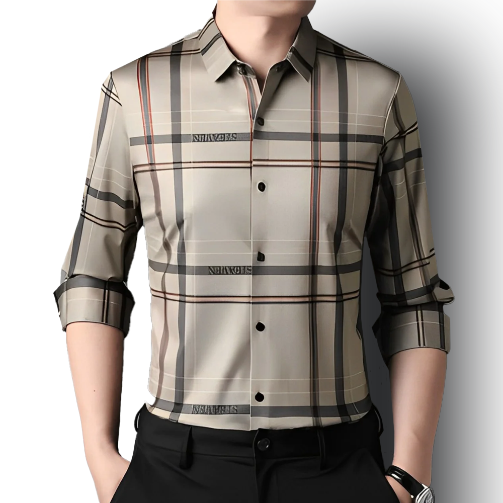 Creamy Elegance Cotton Full Sleeve Check Shirt (CREAM)