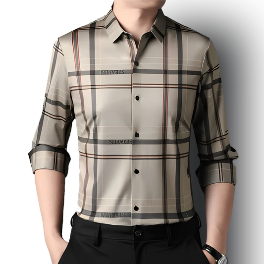Creamy Elegance Cotton Full Sleeve Check Shirt (CREAM)