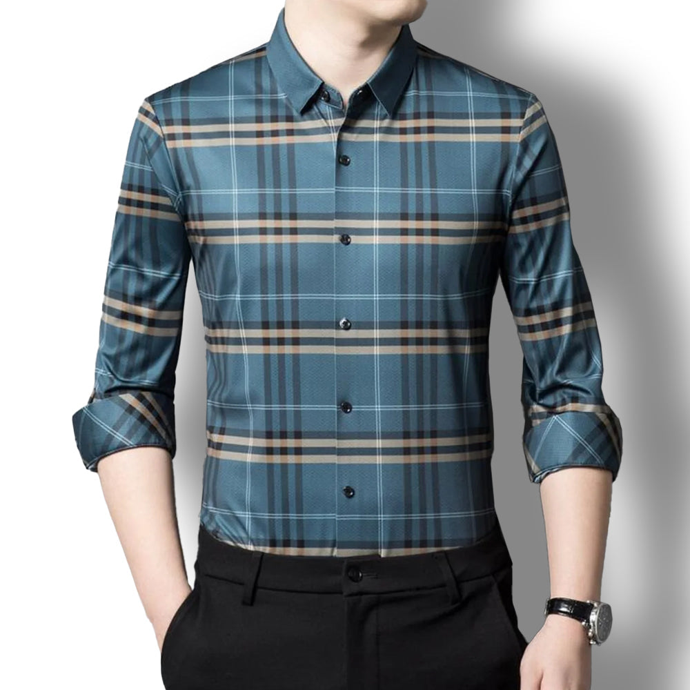Azure Sky Cotton Full Sleeve Check Shirt (BLUEBOX)