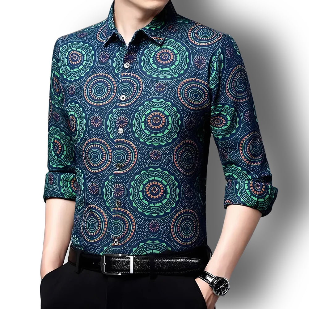 Kaleidoscope Blue Flower Cotton Full Sleeve Shirt (BCP)