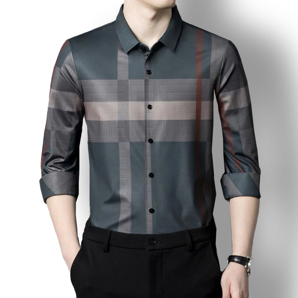 Grey Scale Cotton Full Sleeve Check Shirt (BRG)