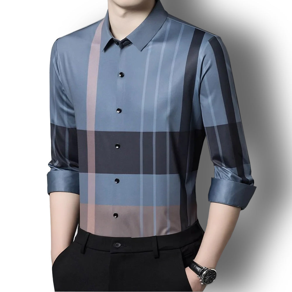 Pastel Harmony Cotton Check Shirt (D GREY)