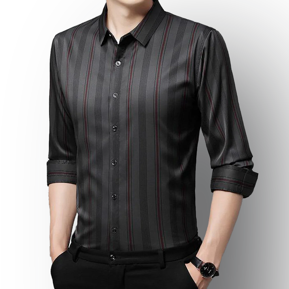 Urban Edge Stripe Cotton Full Sleeve Check Shirt (DGRB)