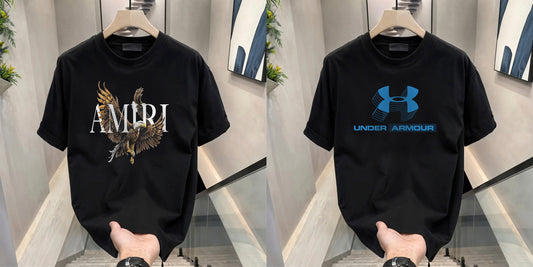 Men's Brand Premium Selling T-Shirt (BD+BLUE ARMOUR-AMIRI)