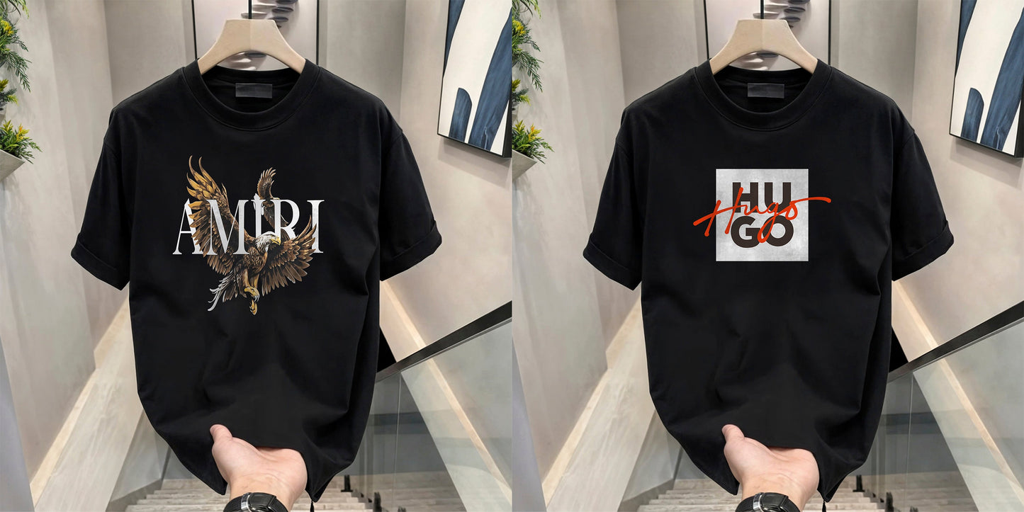 Men's Brand Premium Selling T-Shirt (BD-AMIRI+HUGO RED)