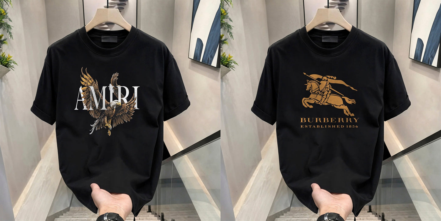 Men's Brand Premium Selling T-Shirt (BD-AMIRI+ BURBERRY GOLD)