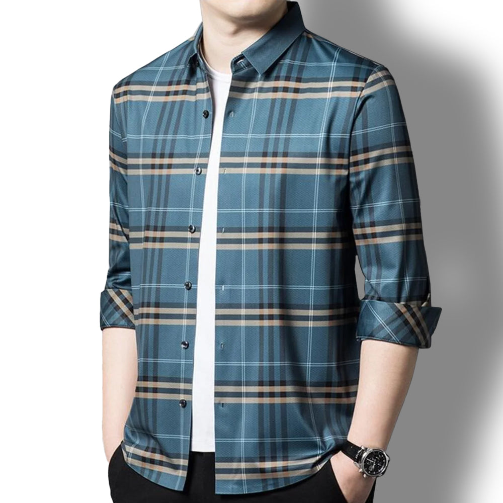 Azure Sky Cotton Full Sleeve Check Shirt (BLUEBOX)