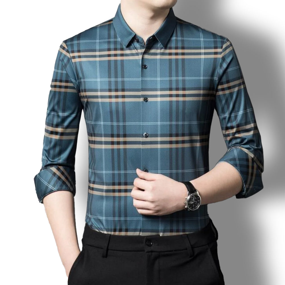 Azure Sky Cotton Full Sleeve Check Shirt (BLUEBOX)