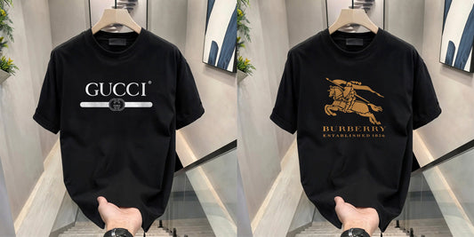 Men's Brand Premium Selling T-Shirt (BD-BURBERRY GOLD+GUCCI)