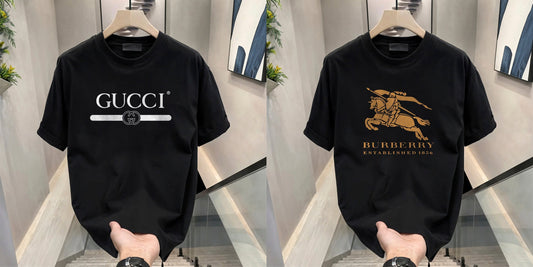 Men's Brand Premium Selling T-Shirt (BD-BURBERRY GOLD+GUCCI)