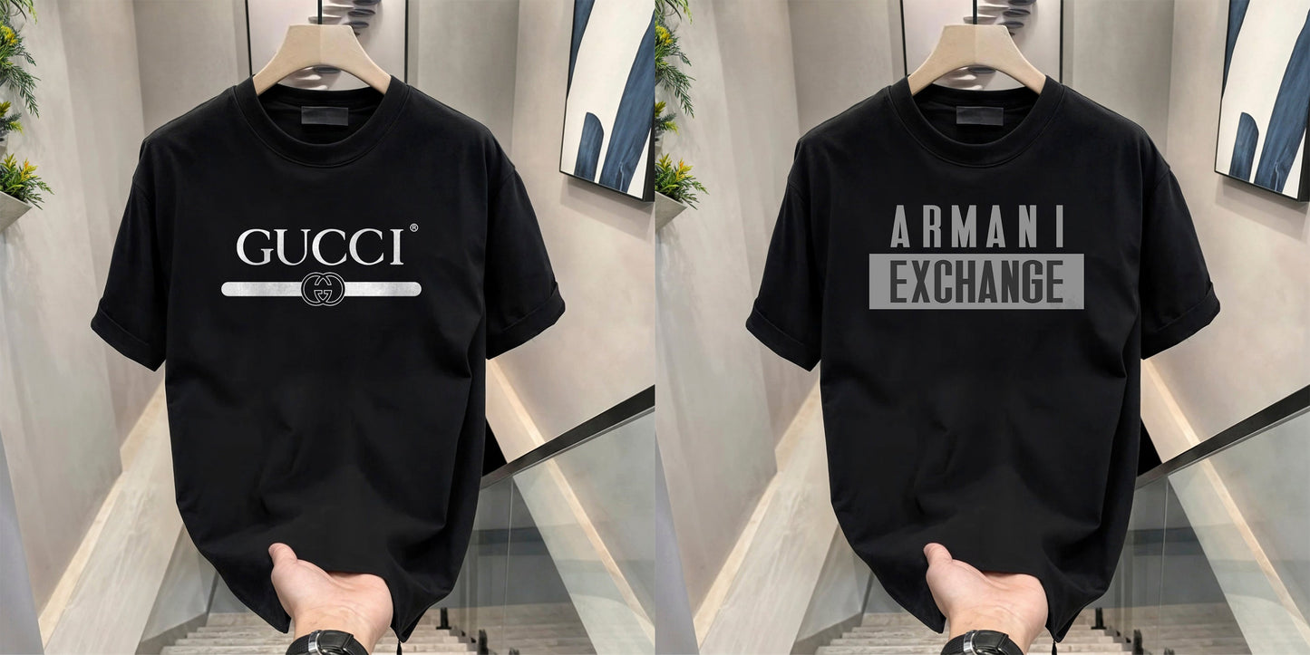 Men's Brand Premium Selling T-Shirt (BD-GUCCI+ARMANI GREY)