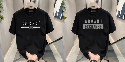 Men's Brand Premium Selling T-Shirt (BD-GUCCI+ARMANI GREY)