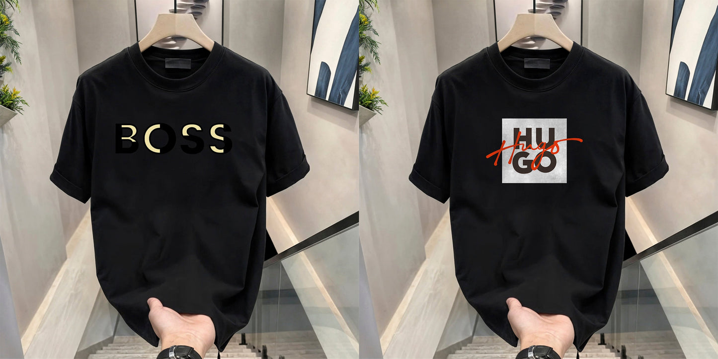 Men's Brand Premium Selling T-Shirt (BD-GOLD BOSS+HUGO RED)