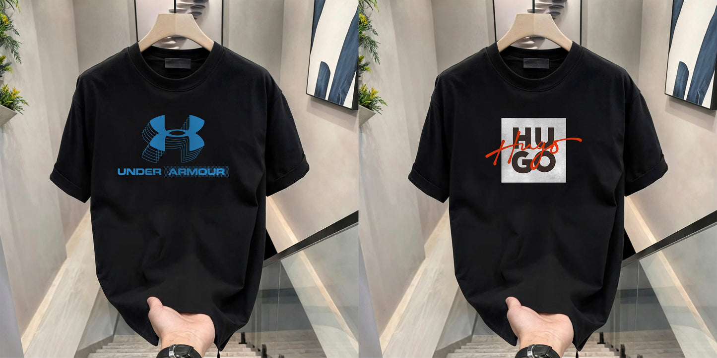 Men's Brand Premium Selling T-Shirt (BD-BLUE ARMOUR+HUGO RED)