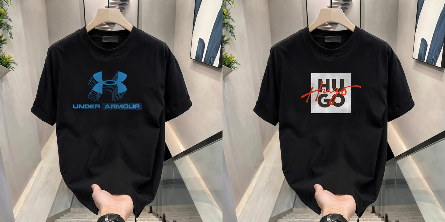 Men's Brand Premium Selling T-Shirt (BD-BLUE ARMOUR+HUGO RED)