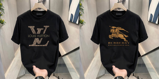 Men's Brand Premium Selling T-Shirt (BD-LV+BURBERRY GOLD)