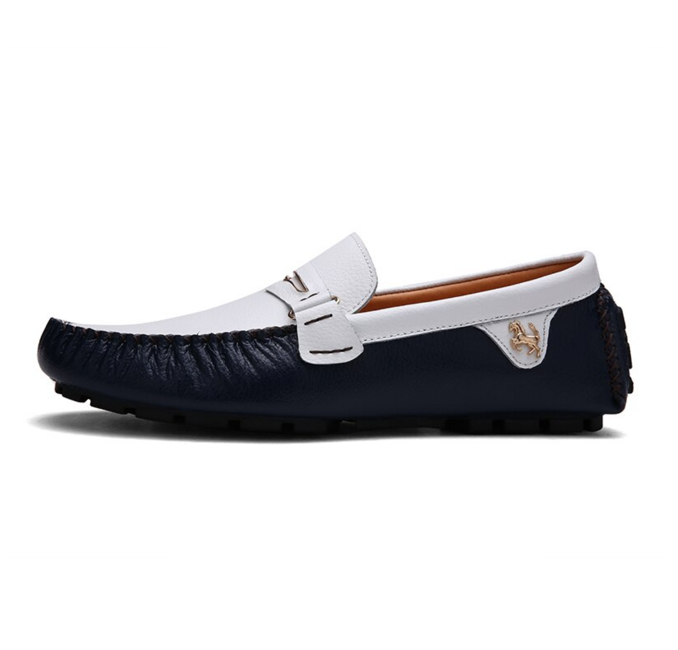 The Men White And Blue Designer Loafer Shoes