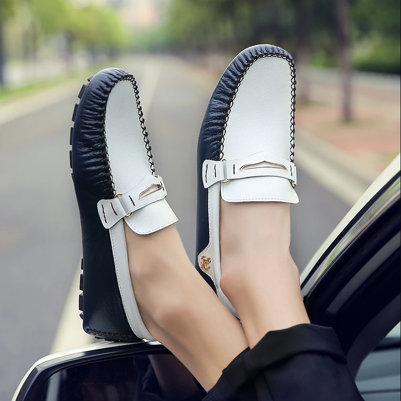 The Men White And Blue Designer Loafer Shoes