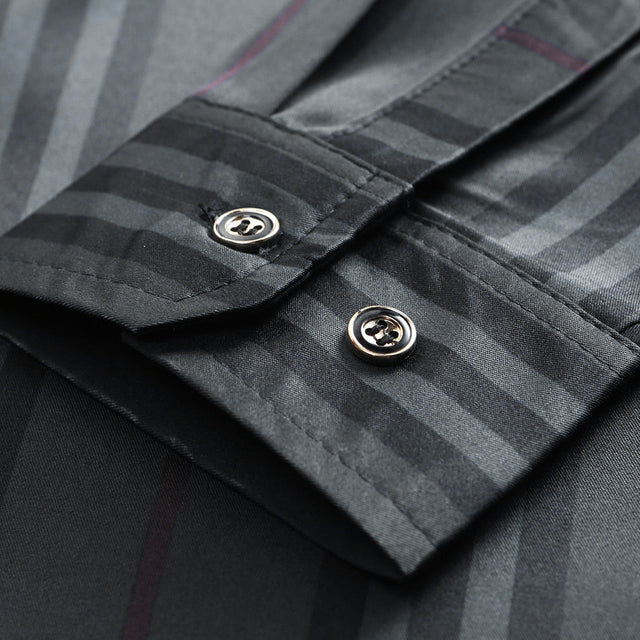 Forest Edge Stripe Cotton Shirt (BROWN L)